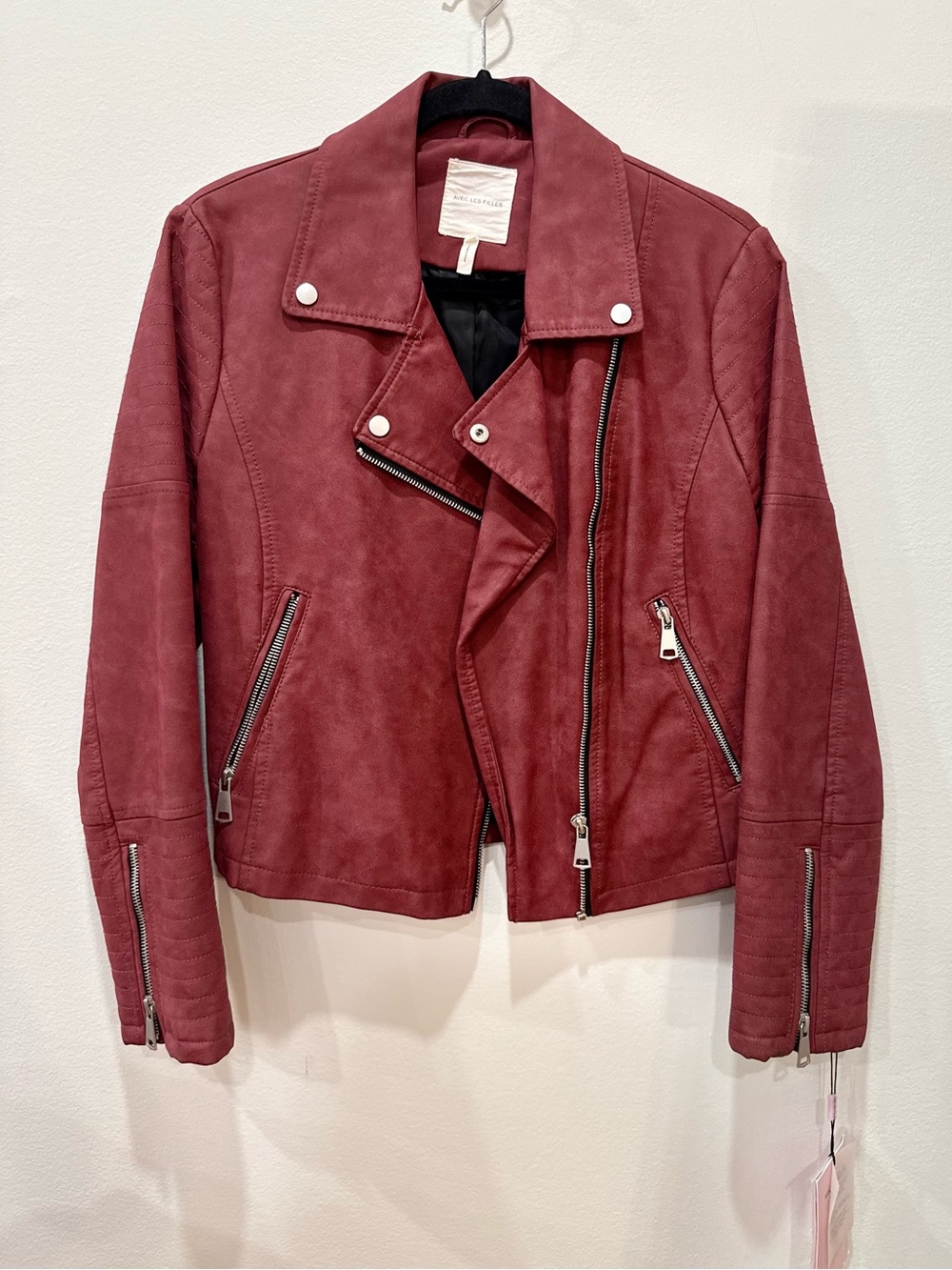 Women's Burgundy Moto Jacket